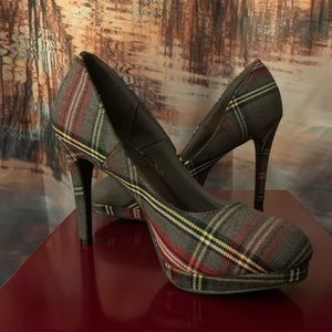 Plaid Fabric High Heel